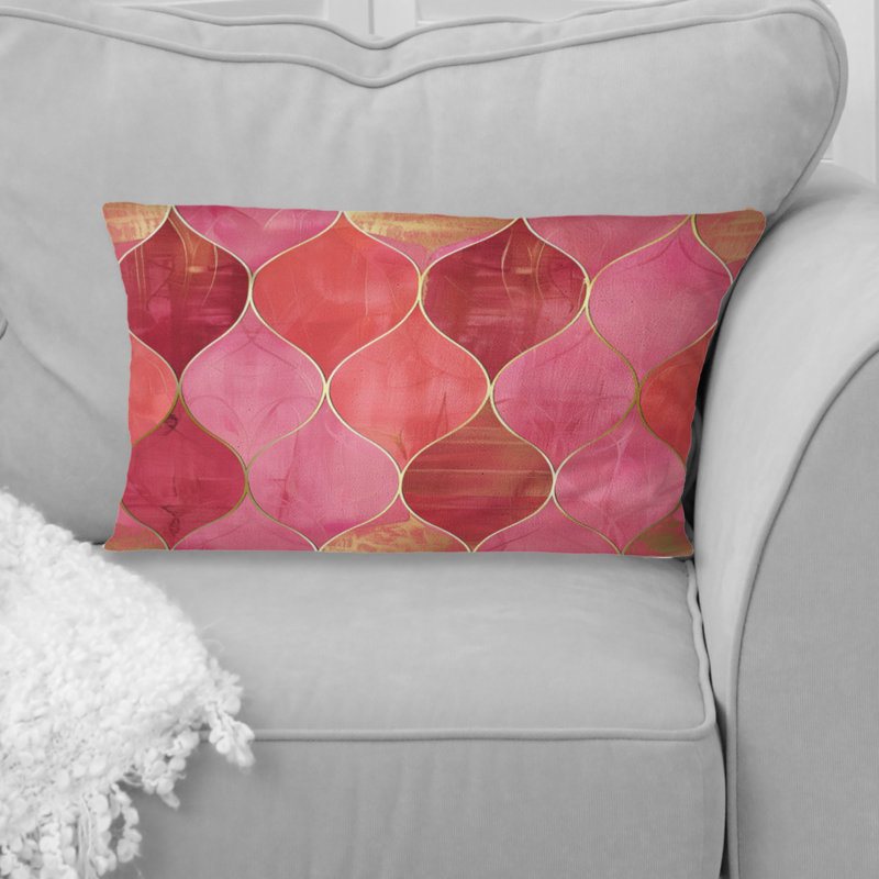 Coussin lombaire Mid-Century Trellis VI - Or rose