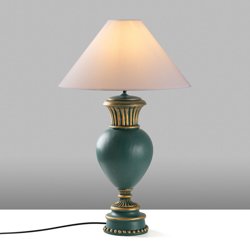 Elegant Green Table Lamp, 19.7 x 19.7 x 28.7 inches | 100% Polyester Fabric Shade, Socket Type: E27 Max 40W (Bulb Not Included) | Traditional Design, IP20 Rated, Perfect for Living Room & Bedroom Decor
