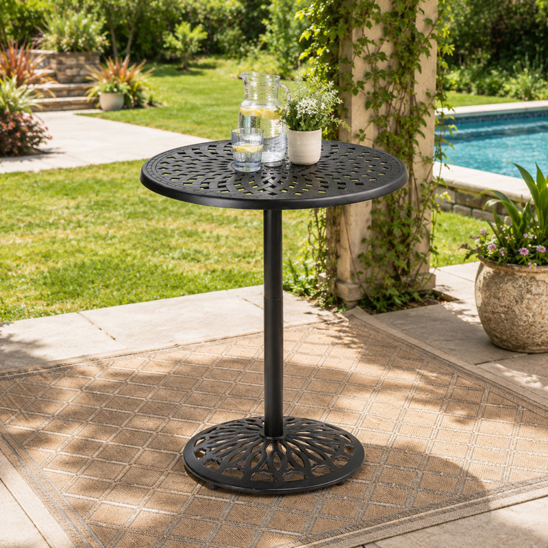 Table de bar ronde en aluminium moulé de 35 pouces, table de bar extérieure