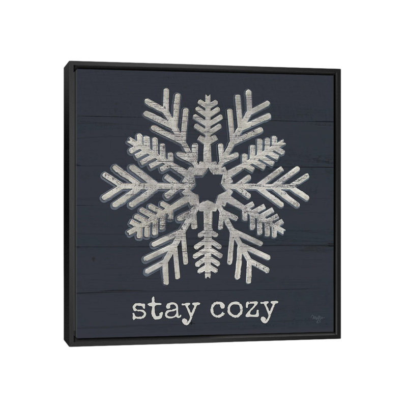 «Stay Cozy Snowflake», reproduction d'art sur toile encadrée, H 26 po x l 26 po, Impression encadrée sans passe-partout, Noir