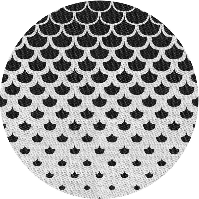 Tapis décoratif à motifs noir/gris Jahn, Rond 6 pi