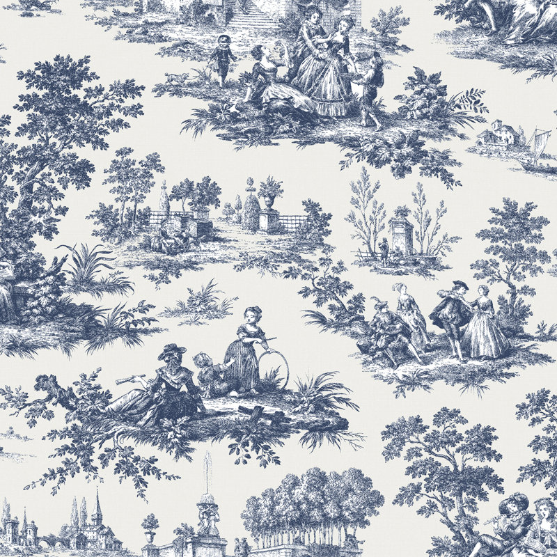 Rouleau de papier peint en tissu Cottage Chic Toile Design EcoDeco, Bleu