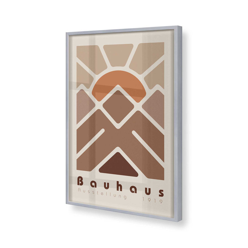 Imprimé géométrique Bauhaus Sunset, H 11,25 po x l 9,25 po, Argent argent