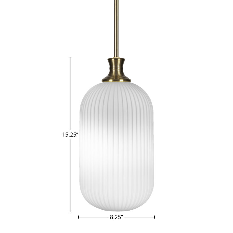 Carina Stem Hung Pendant With 8.25" Glass, New Age Brass, Frosted