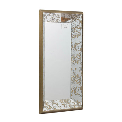 20" X 12" Antique Silver Rectangle Mirror With Floral Accents, Mirrored Display Tray, Hanging Wall Mirror