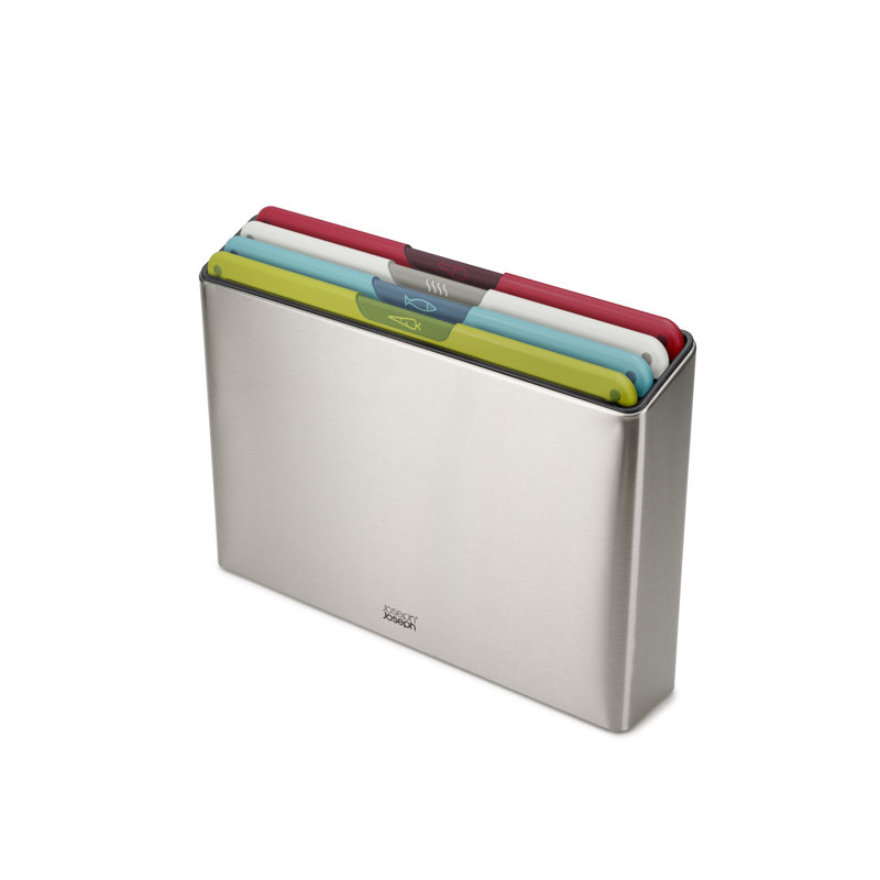 Joseph Ensemble de planches à découper en acier 4 pièces avec étui en acier inoxydable