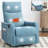 Heat Massage Manual Recliner Chair With Rocker And Swivel In Fabric For Living Room-1068872043