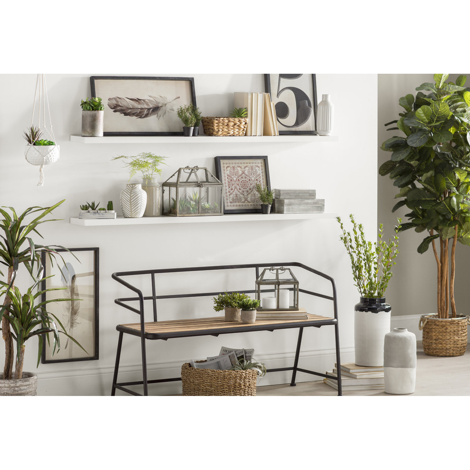 Nearly Natural Faux Fiddle Leaf Fig Tree in Pot, 72" H x 26" W x 26" D
