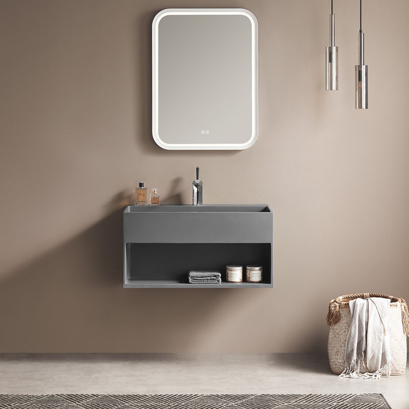 Ensemble de meuble-lavabo mural 24 po avec rangement, Gris