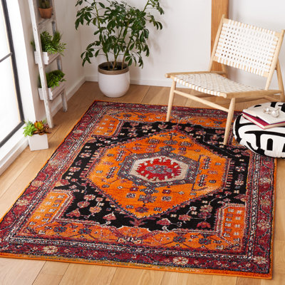 Tapis oriental orange / noir