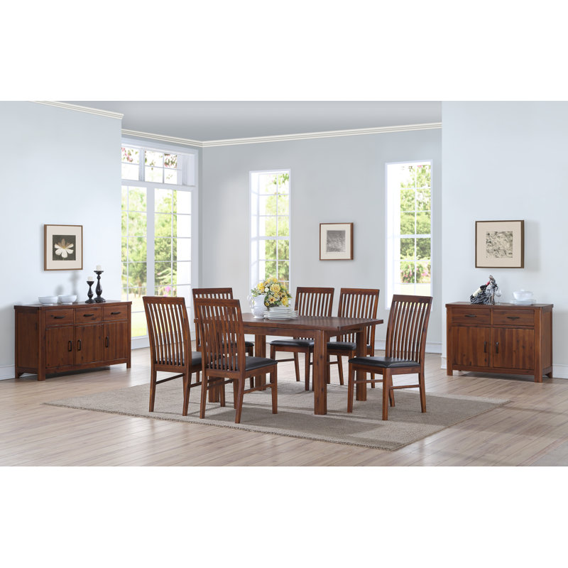Oruada Extendable Acacia Solid Wood Dining Table, Dark Brown