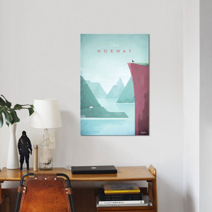 «Visitez la Norvège» par Henry Rivers - impression sur toile tendue, H 12 po x l 8 po x P 0,75 po, Toile tendue, Pas de tapis