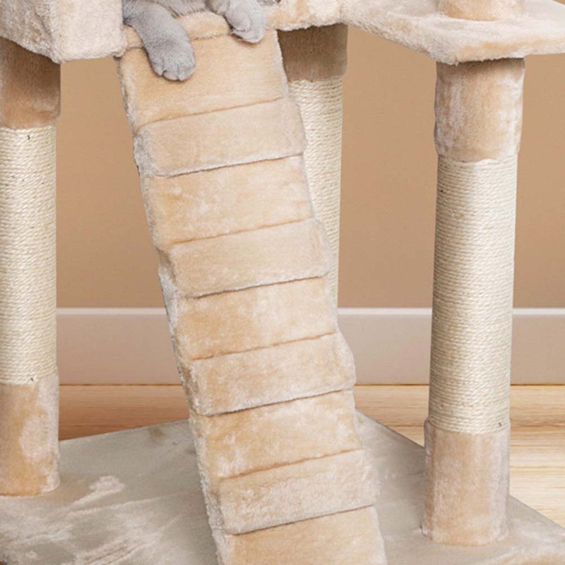Beige Sisal Covered Multi-Level Cat Tree Condo