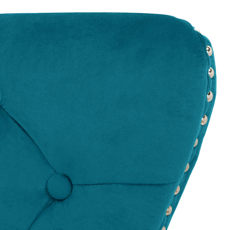 Kirsten 19.75'' H Tufted Velvet Upholstered Side Chair, Turquoise