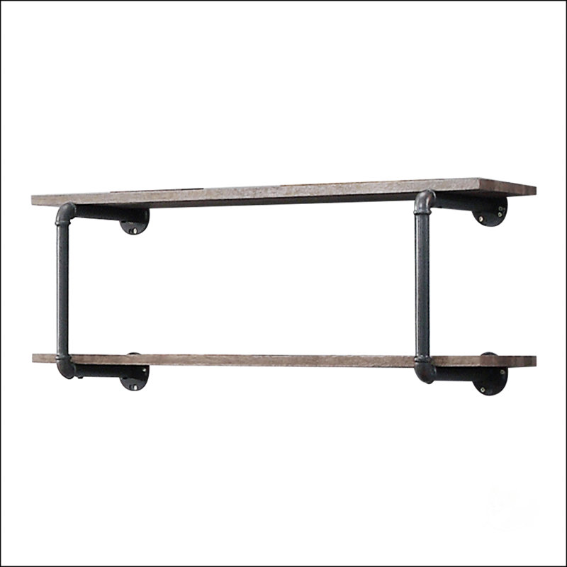 Étagère murale à 2 niveaux en chêne antique et gris sable