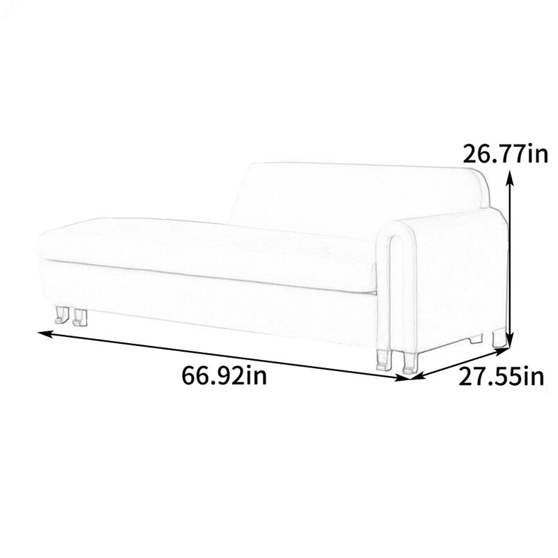Chaise longue rembourrée Lezlie, Accoudoir à droite (vu de face)