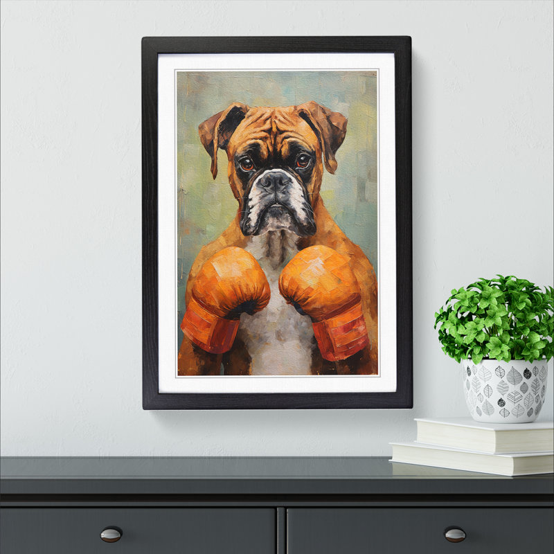 Boxer Dog Orphism Art - Framed Print, 64cm H x 46cm W x 2cm D, Black Framed