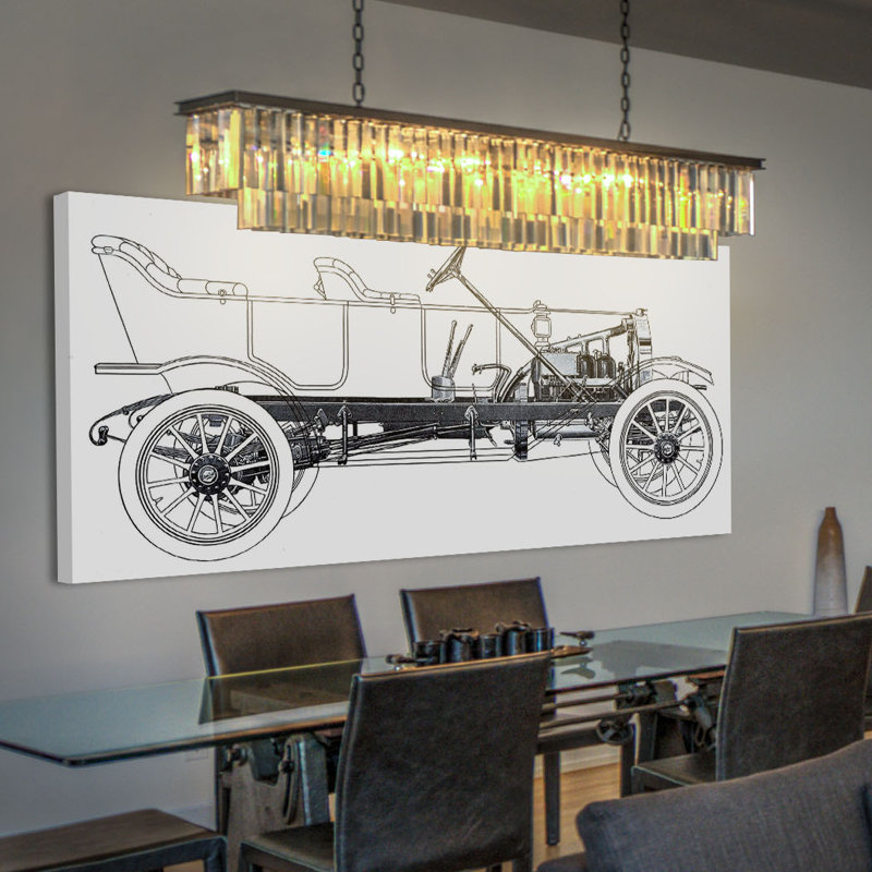 Vintage Race Car Blueprint 1 - Wrapped Canvas Print, 30 cm H x 61 cm W