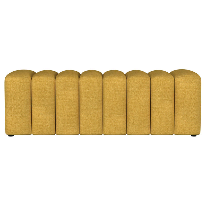 Banc d'appoint rembourré en tissu, Jaune moutarde