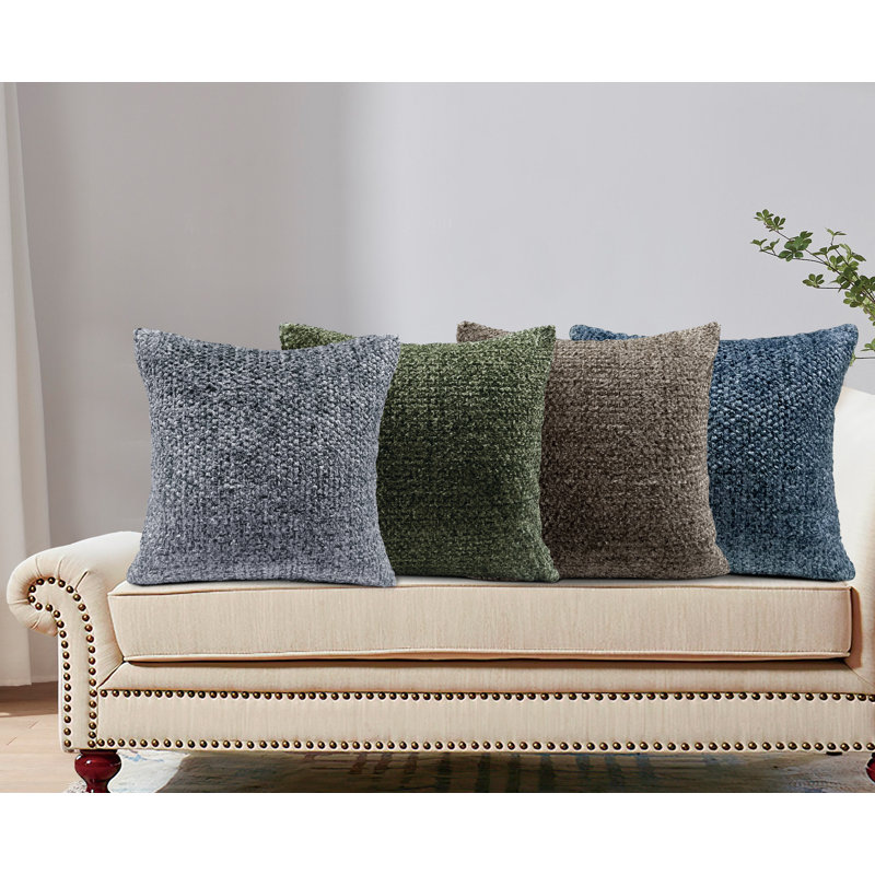Housse de coussin décoratif en lin Violet, Taupe