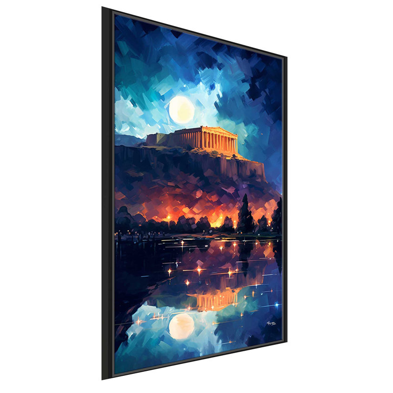 Parthénon, Athènes, Grèce par V2 Design Co. - Peinture sur toile à cadre flottant, L 21,5 po x H 33,5 po