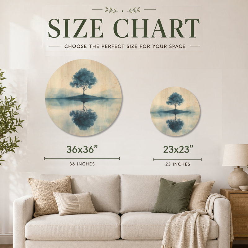 «Abstract Tree Reflection II - Nature», reproduction d'art murale en bois, Rond 36 po