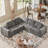 Boneless U-Shaped Modular Sectional Sofa, Cloud L-Shaped Sectional Couch with Deep Seat for Living Room Bedroom-1407940272