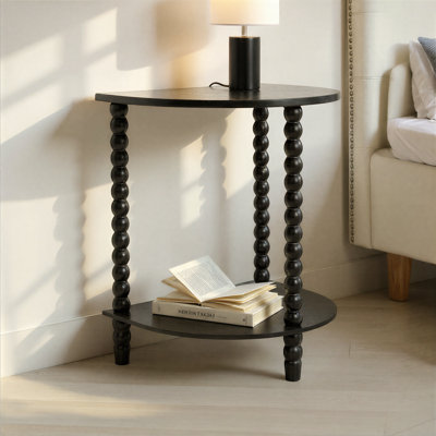 Table demi-lune en bois avec pieds tournés