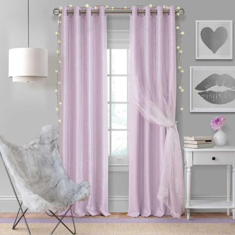 Merri Room Darkening Single Curtain Panel, Lavender, 84" x 52"