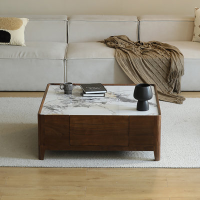 Table basse luxueuse en noyer noir clair