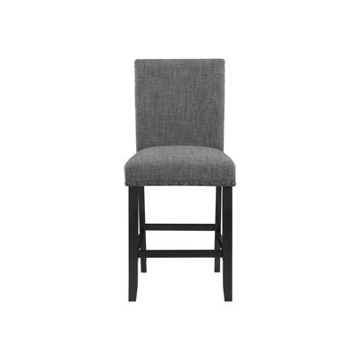 2 Dark Gray Bar Stools, Fabric Upholstery, Foam Fill, Solid Back, For Casual Use In Dining Area, Wipe Clean Stools Kit Of 2, Filled, Covering, Room Chair