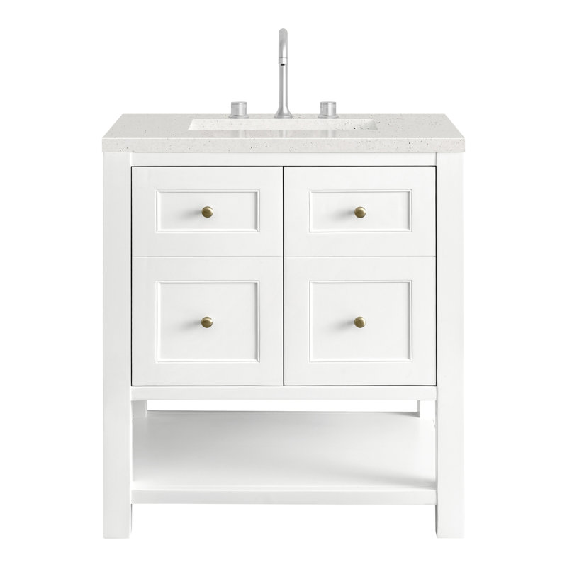 Breckenridge 30'' Single Bathroom Vanity with Top, Bright White, Lime Delight, 8" Widespread