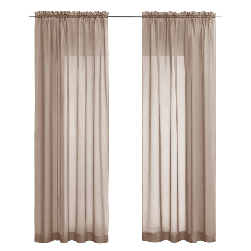 Ensemble de rideaux transparents avec passe-tringle 90 po (2 panneaux), Taupe