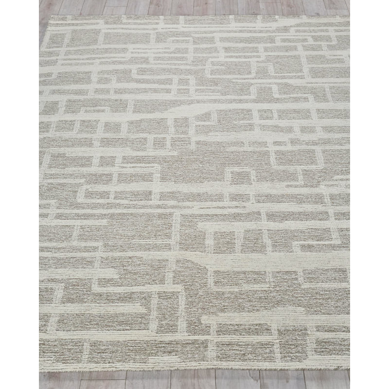 Exquisite Rugs Park City Handmade Hand-Tufted New Zealand Wool On Canvas Beige/Ivory Area Rug, Rectangle 9' x 12'
