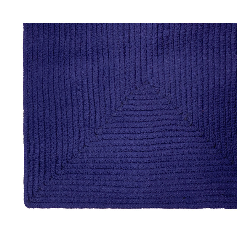 Vienne Solid Color Machine Made Braided Polypropylene Indoor Outdoor Area Rug, L-Shape 2' x 4' x 4', Navy