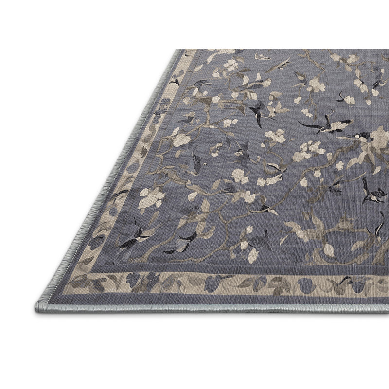 Tapis bleu lavable à la machine, Carré 3 pi