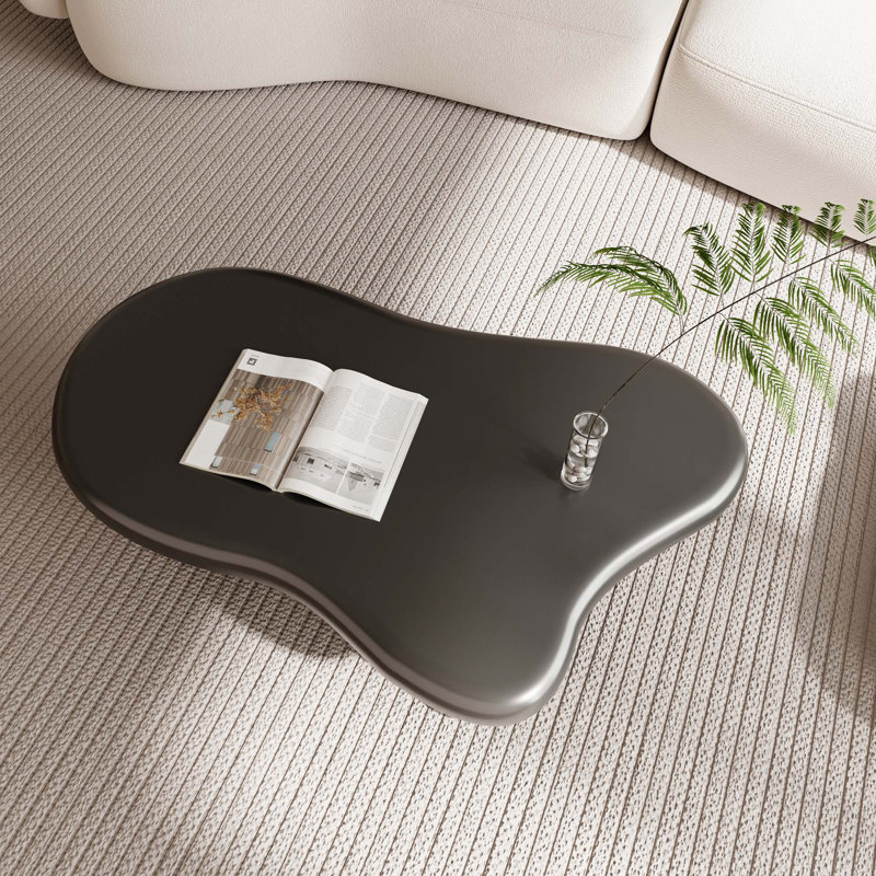 Table basse en bois en forme de nuage pour le salon, Noir mat, H 13,7 po x L 39,3 po x l 27,5 po