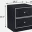 Armoire de chevet 2 tiroirs noire et argentée