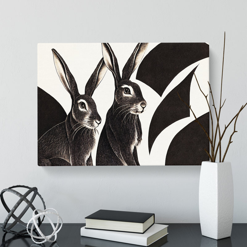 Pair Of Hares - Wrapped Canvas, 35cm H x 50cm W x 3cm D