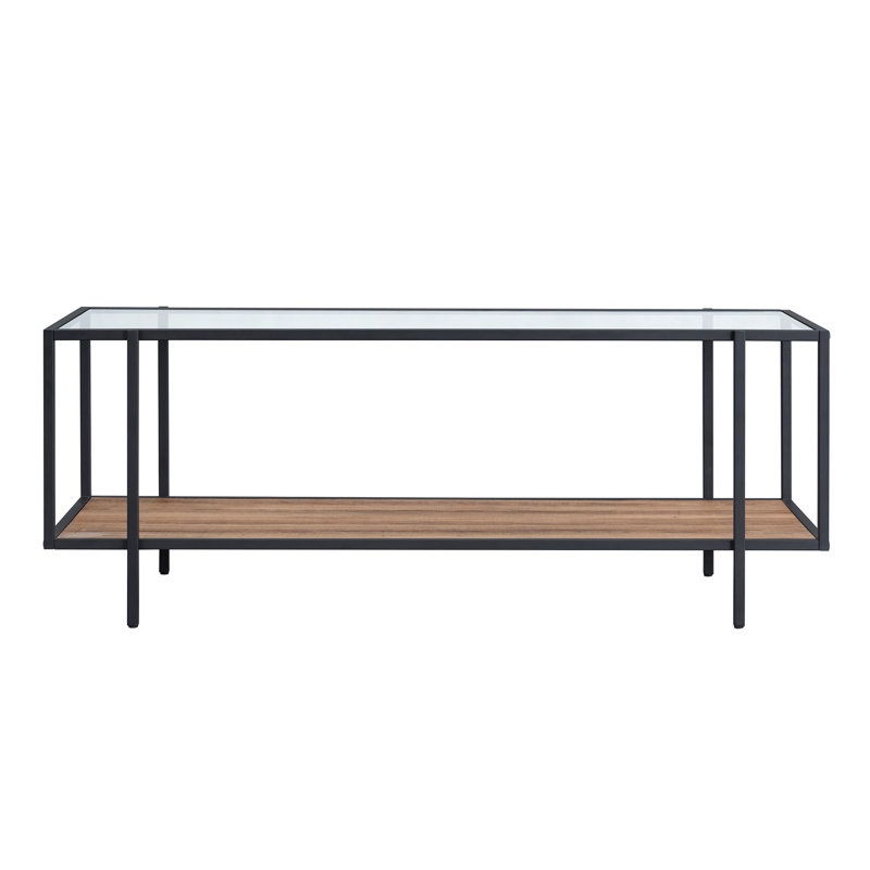 Halesworth Glass Top Single Coffee Table, Rustic Oak
