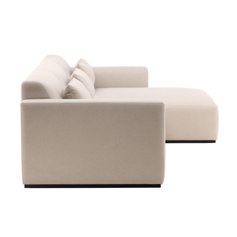 Brooklyn Polyester Upholstered Chaise Sectional, Mohair Cream, Right Hand Facing