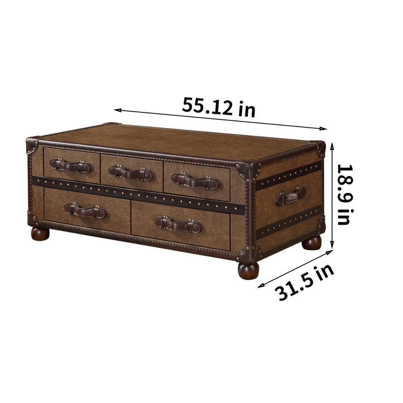 Table basse avec tiroirs Vintage