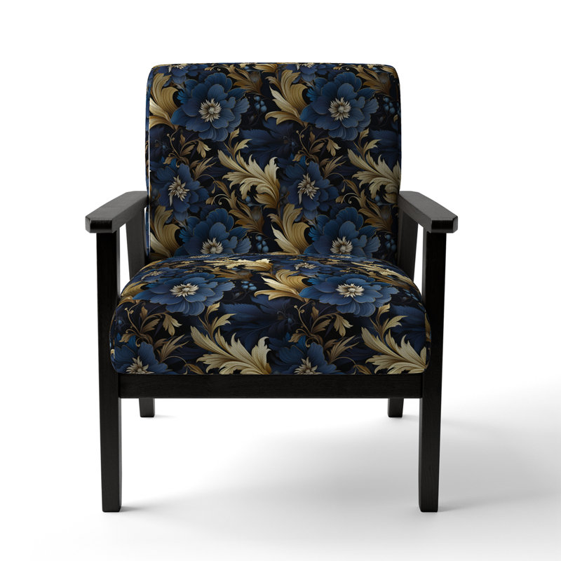 Mystical Blue Damask Mirage - Fauteuil rembourré bohémien