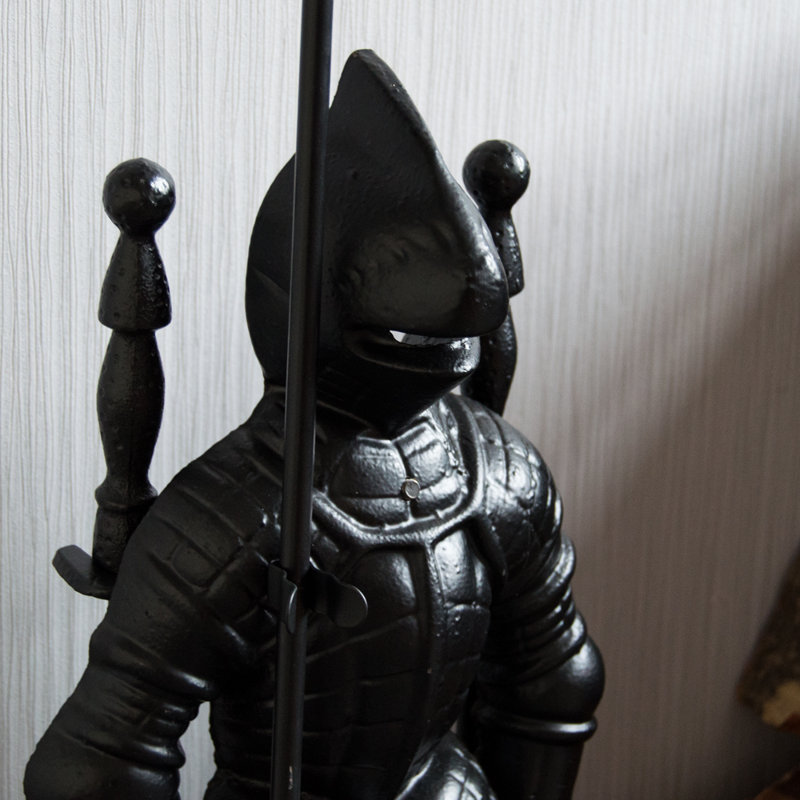 Vida Knight Soldier Iron Fireplace Tool Set