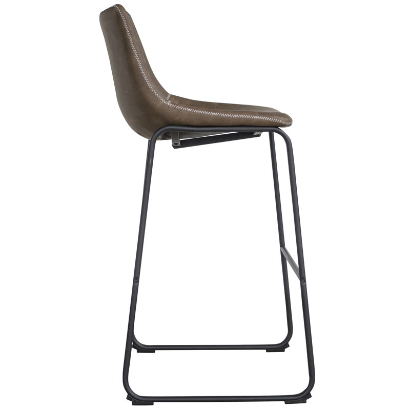 Kirara Upholstered Counter Stool with Metal Frame, Coffee