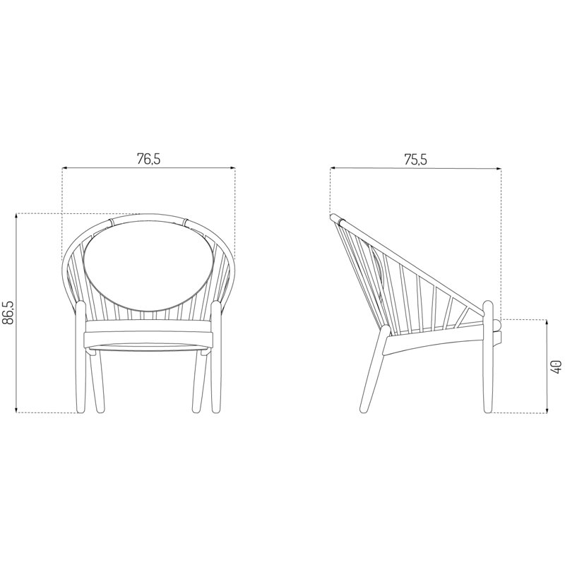 Jorna Leather Armchair, Cognac Genuine Leather, Jet Black