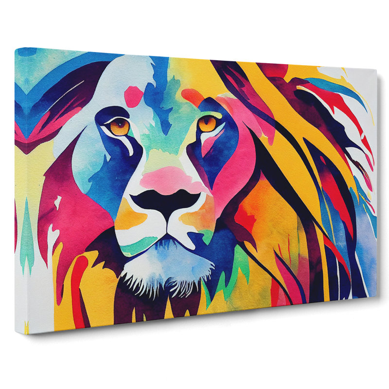 Colourful Lion Vol.5 Abstract - Wrapped Canvas, 40cm H x 60cm W x 3cm D