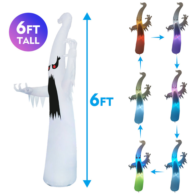 Décoration gonflable d'Halloween gonflable fantôme coloré pour l'extérieur d'Halloween, H 72,8 po x l 30,7 po x P 21,3 po