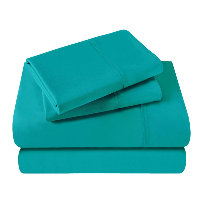 Superior 400 Thread Count Premium Combed Egyptian Cotton Sateen Sheet Set, Teal, Split King Sheet Set with 2 Pillowcases