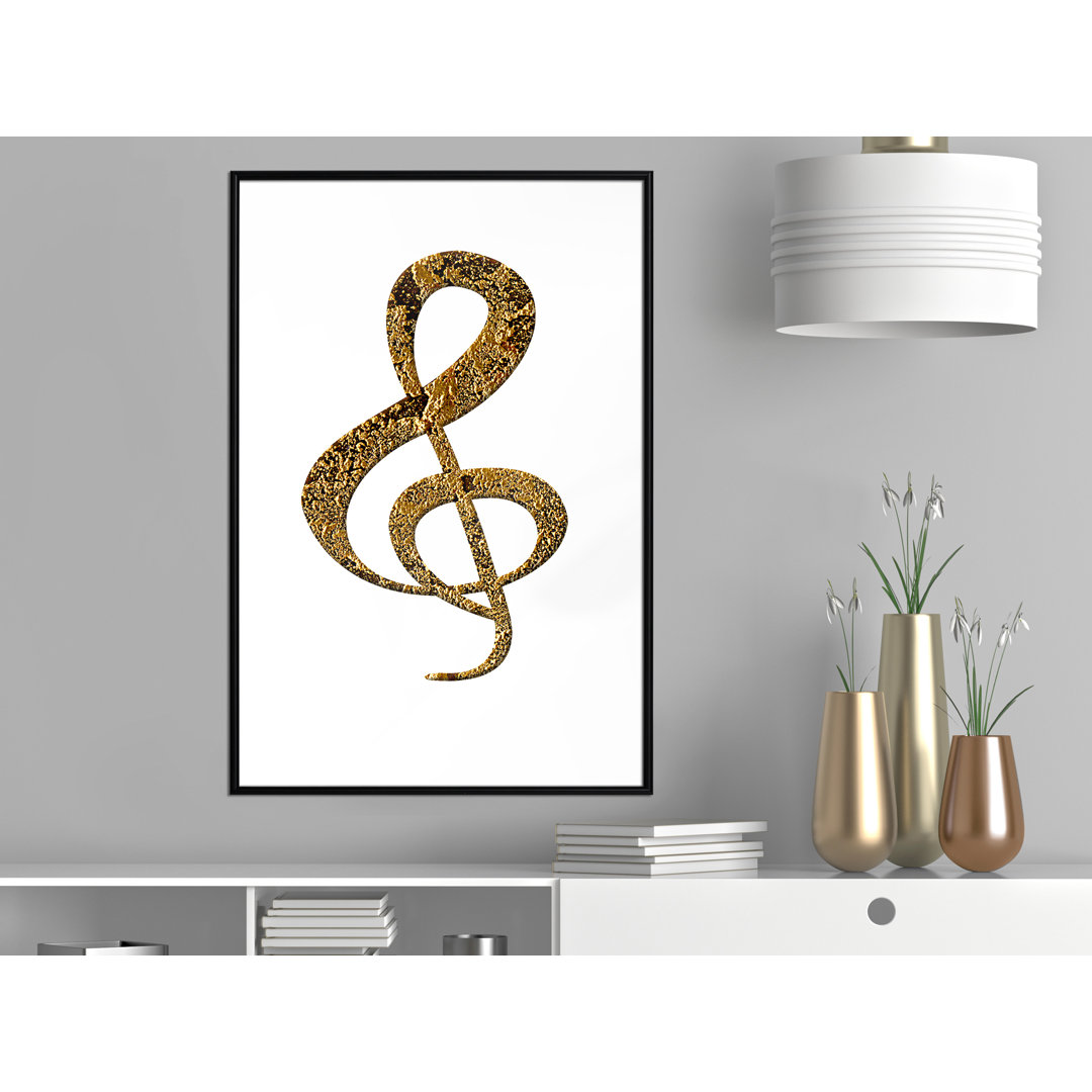 Gerahmter Grafikdruck Golden Treble Clef